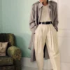 Cotton-Wool Tie-Belt Trench Coat