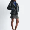 Belted Leather Biker Jacket