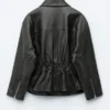 Belted Leather Biker Jacket