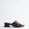 Block Heel Leather Sandals