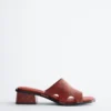 Block Heel Leather Sandals