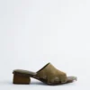Block Heel Leather Sandals