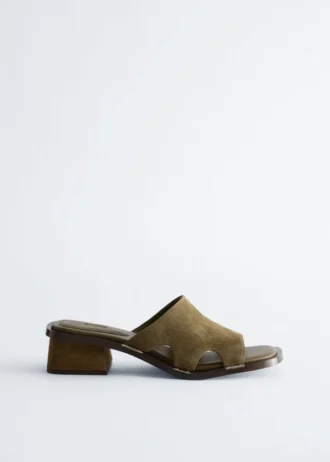 Block Heel Leather Sandals