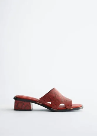 Block Heel Leather Sandals