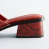 Block Heel Leather Sandals