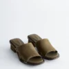 Block Heel Leather Sandals