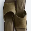 Block Heel Leather Sandals