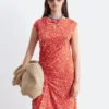 Boat-Neck Midi Dress