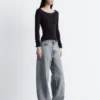 Boat-Neck Rib-Knit Top