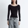 Boat-Neck Rib-Knit Top