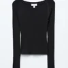 Boat-Neck Rib-Knit Top