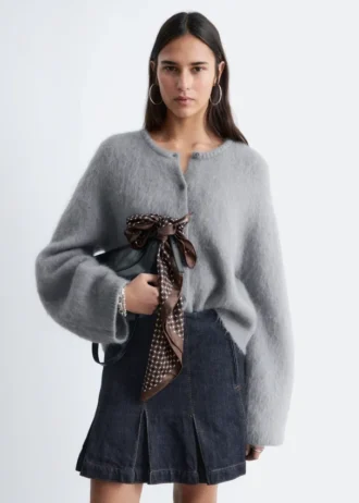 Brushed Mohair-Blend Cardigan