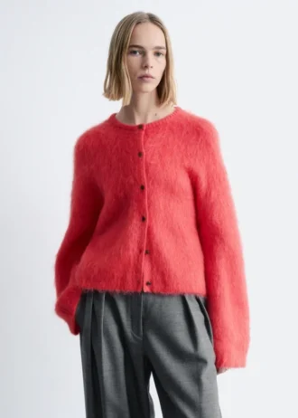 Brushed Mohair-Blend Cardigan
