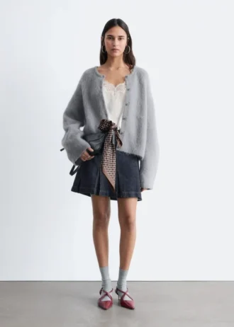 Brushed Mohair-Blend Cardigan