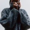 Brushed Wool-Blend Coat