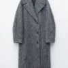 Brushed Wool-Blend Coat