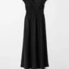 Bubble-Sleeve Midi Dress