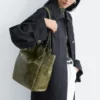 Buckle-Strap Leather Tote