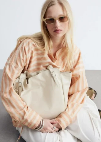 Buckle-Strap Leather Tote
