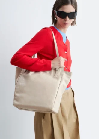Buckle-Strap Leather Tote
