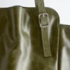 Buckle-Strap Leather Tote