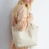 Buckle-Strap Leather Tote