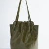 Buckle-Strap Leather Tote