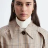 Checked Buckle-Belt Trench Coat