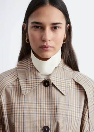 Checked Buckle-Belt Trench Coat