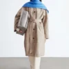 Checked Buckle-Belt Trench Coat