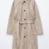 Checked Buckle-Belt Trench Coat