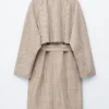 Checked Buckle-Belt Trench Coat