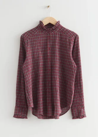 Checked Wide Frill Shirt