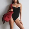 Contrast-Trim Rib Swimsuit