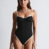Contrast-Trim Rib Swimsuit