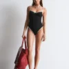 Contrast-Trim Rib Swimsuit