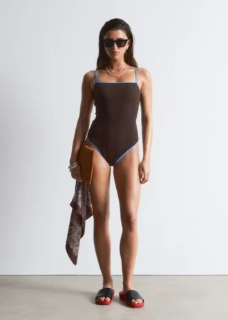 Contrast-Trim Swimsuit