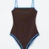 Contrast-Trim Swimsuit