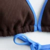 Contrast-Trim Triangle Bikini Top