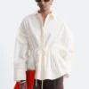 Cotton Poplin Drawstring Shirt