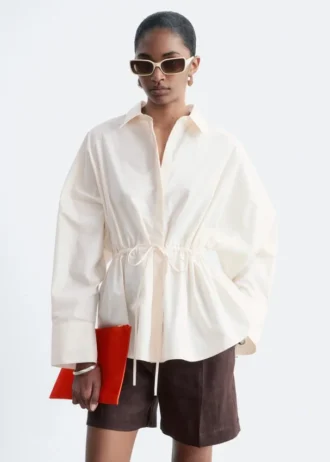 Cotton Poplin Drawstring Shirt
