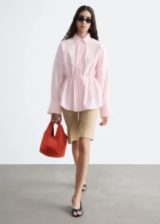 Cotton Poplin Drawstring Shirt