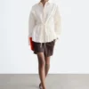 Cotton Poplin Drawstring Shirt