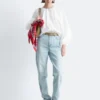 Cotton Poplin Zip-Front Blouse