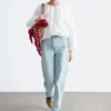 Cotton Poplin Zip-Front Blouse