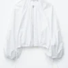 Cotton Poplin Zip-Front Blouse
