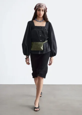 Cotton Square-Neck Blouse