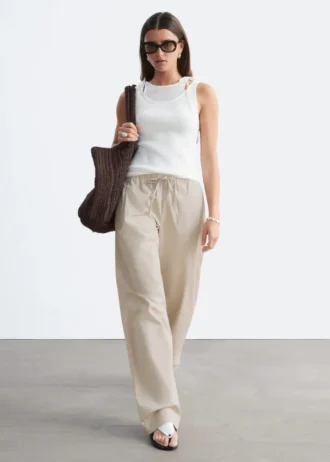 Cotton Twill Drawstring Trousers