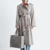 Cotton-Wool Tie-Belt Trench Coat
