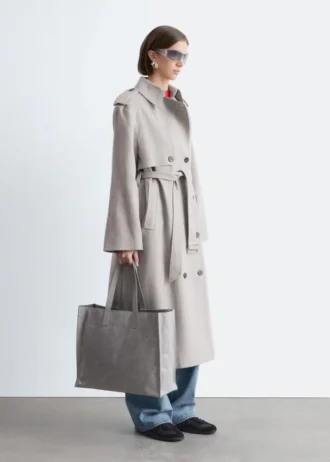 cotton wool tie belt trench coat 2 330x462 - Cotton-Wool Tie-Belt Trench Coat